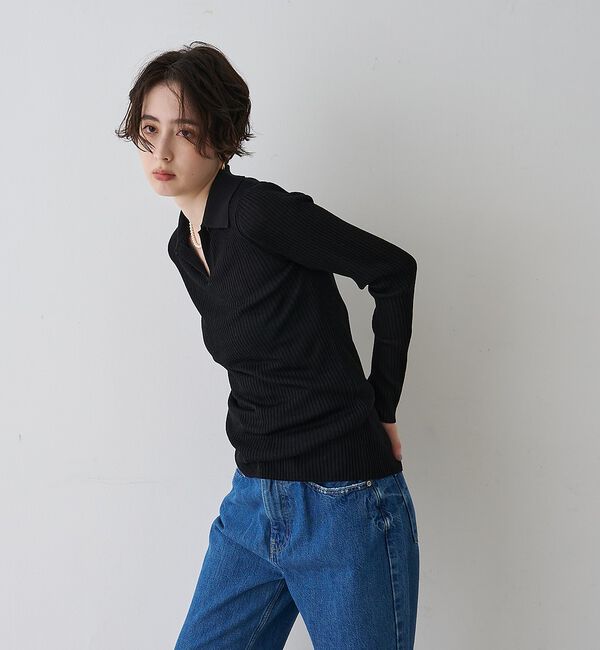 Rouge vif「防縮Wシアーポロリブニット」|ニット・セーター|