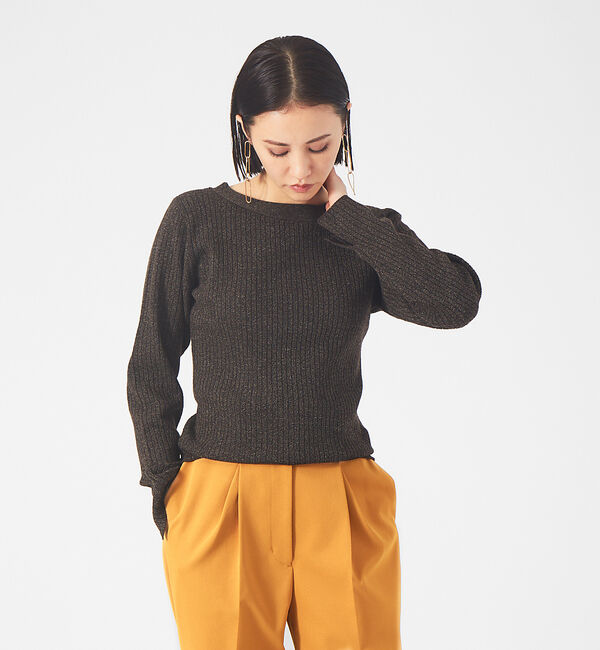 qualite「カラーメランジ2WAYリブニット」|ニット・セーター|ブラウン