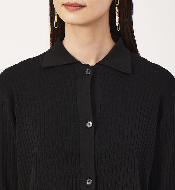 qualite「《アンサンブル対応》シャツ衿リブカーディガン」|カーディガン|