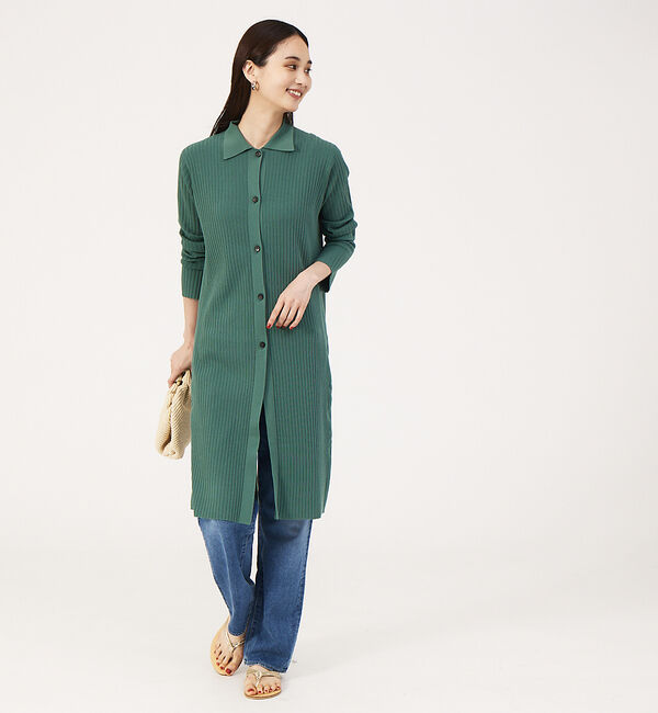 qualite「《アンサンブル対応》シャツ衿リブカーディガン」|カーディガン|