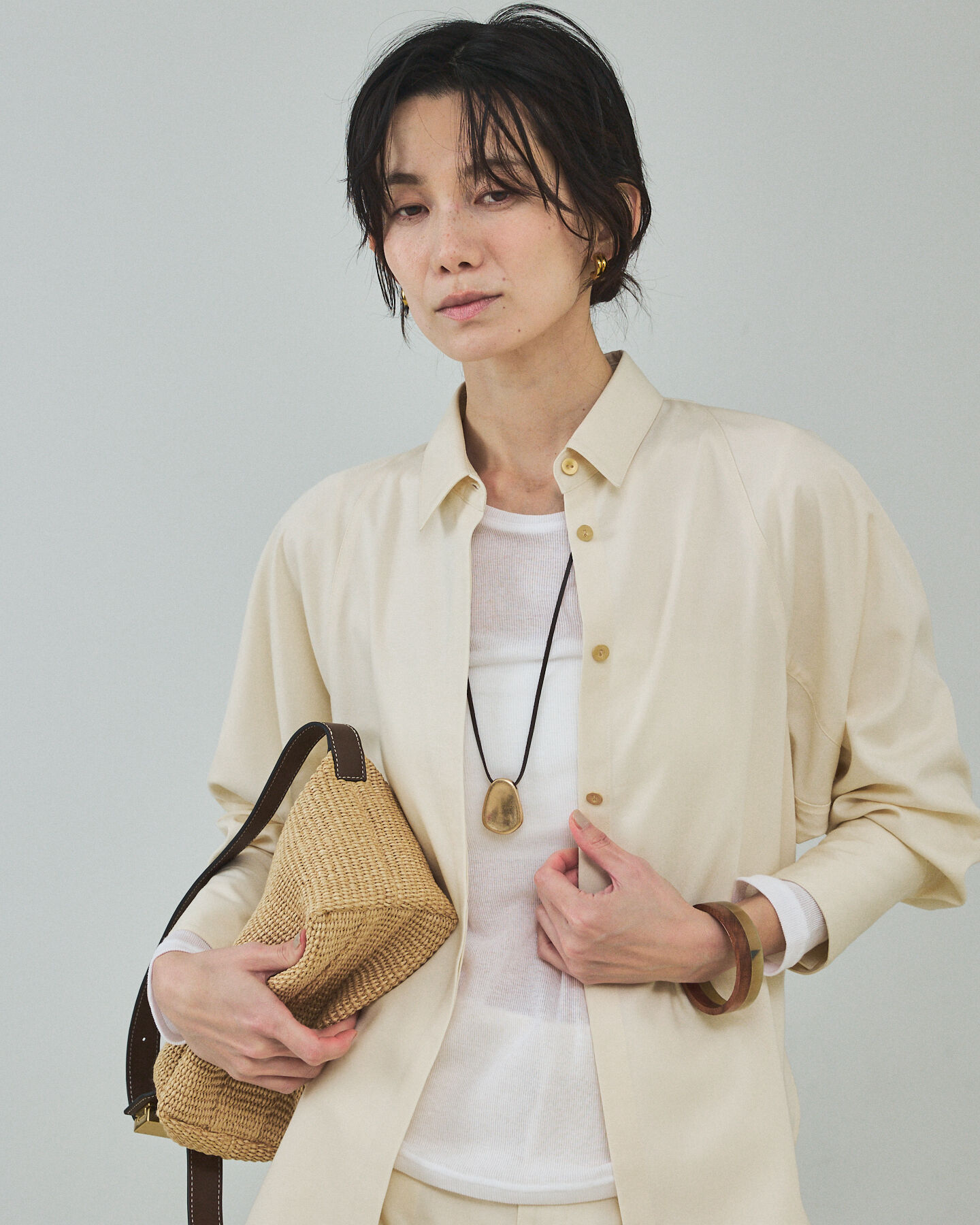 qualite「【セットアップ対応】テンセルハイツイストシャツ」|シャツ・ブラウス|