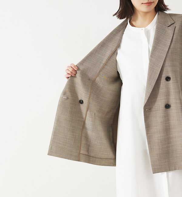 abahouse mavie「【LEE掲載・セットアップ対応】メランジ調ダブルジャケット/リネンライクジャケッ」|テーラードジャケット|