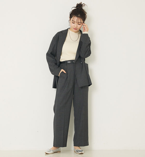 abahouse mavie「【セットアップ対応】グレンチェックセミワイドパンツ」|その他|