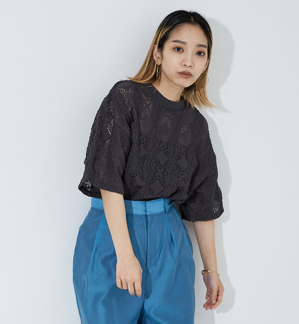 NOMINE「レースTシャツ」|Tシャツ・カットソー|グレー系その他1