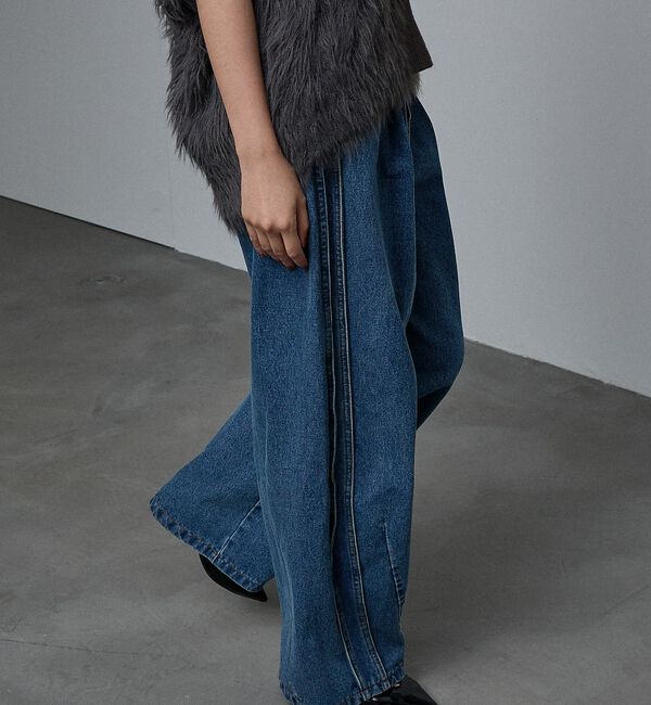 NOMINE「サイドライン タック ワイド ハイウエスト デニムパンツ【予約】」|デニム|