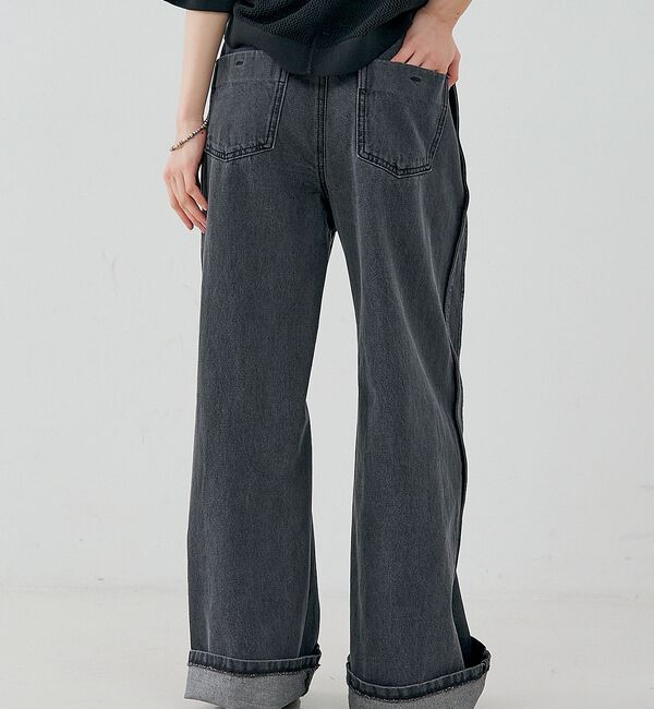 NOMINE「サイドライン ワイド デニムパンツ」|デニム|