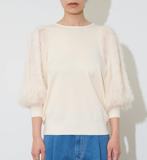 Liesse「フェザーコンビボリュームスリーブニット」|ニット・セーター|