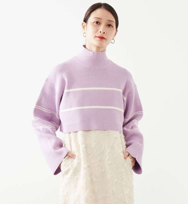 Soffitto「2WAYボーダーニット」|ニット・セーター|ラベンダー