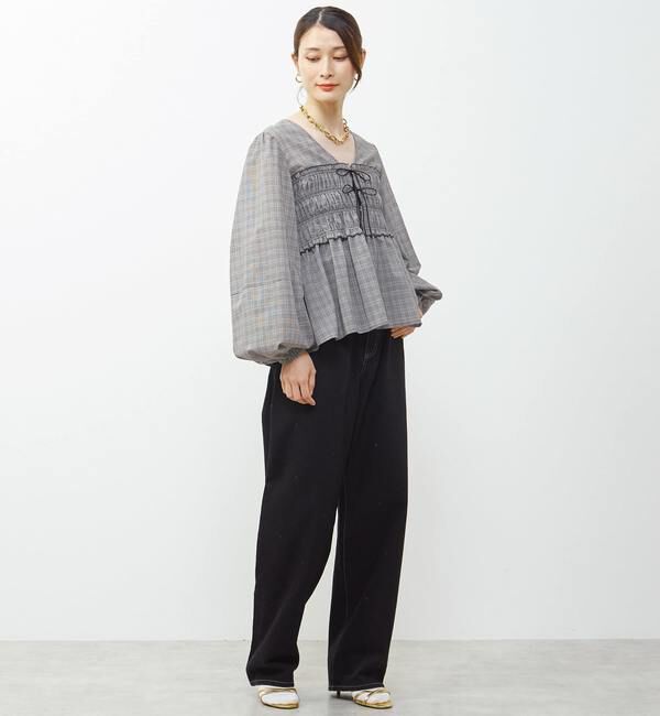 Soffitto「《WEB限定》前後2WAYシャーリングブラウス」|シャツ・ブラウス|