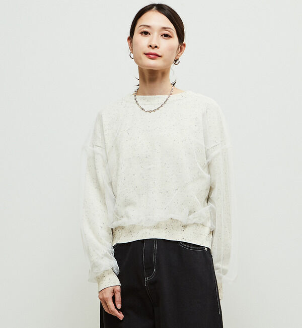 Soffitto「チュールドッキング3WAYカーディガン」|カーディガン|オフホワイト