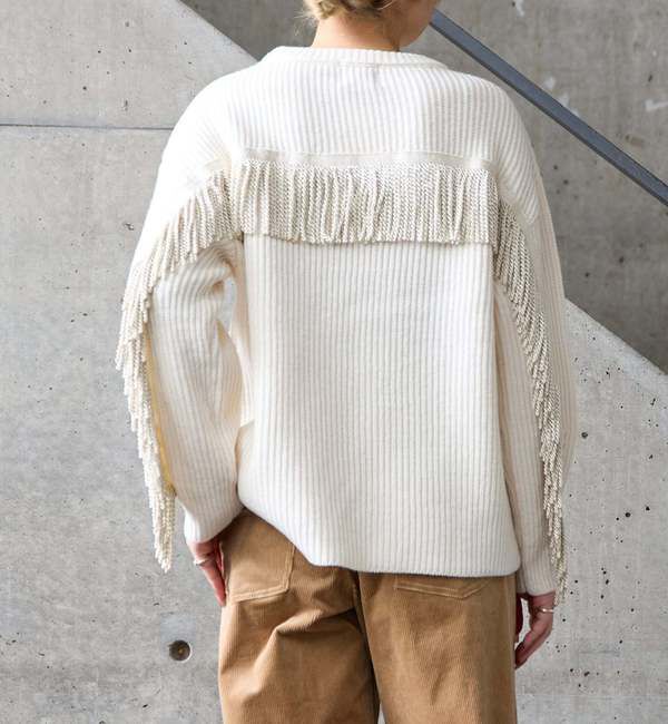 SOFFITTO「フリンジ付きニット」|ニット・セーター|オフホワイト