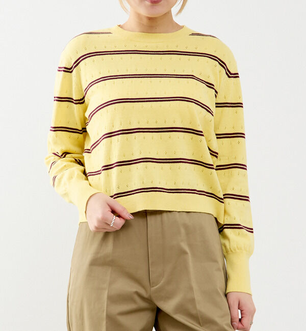 SOFFITTO「【A_/エース】コットンカシミアボーダーニット」|ニット・セーター|イエロー系その他
