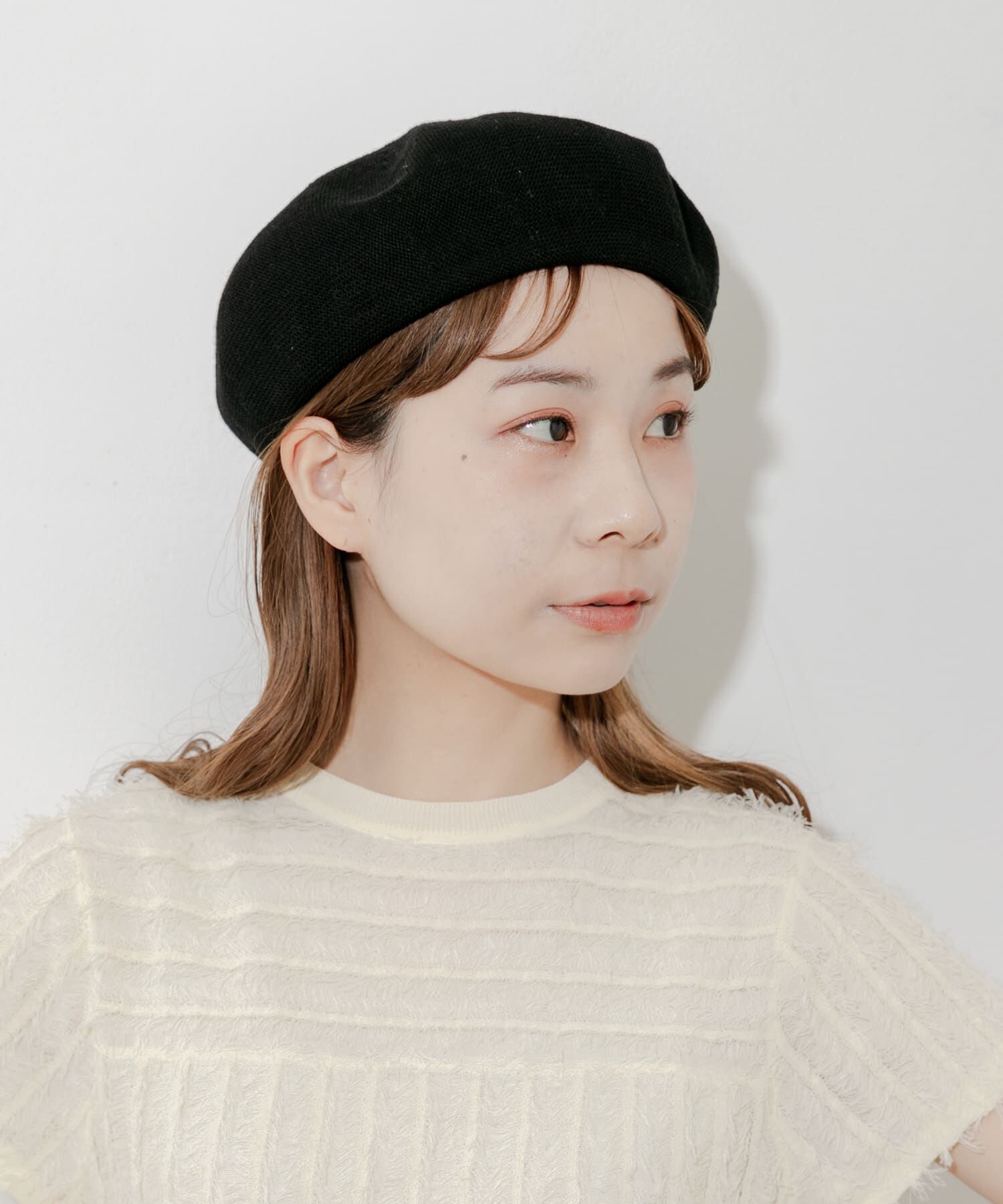 SMELLY「リネンミックスベレー」|ハンチング・ベレー帽|ブラック