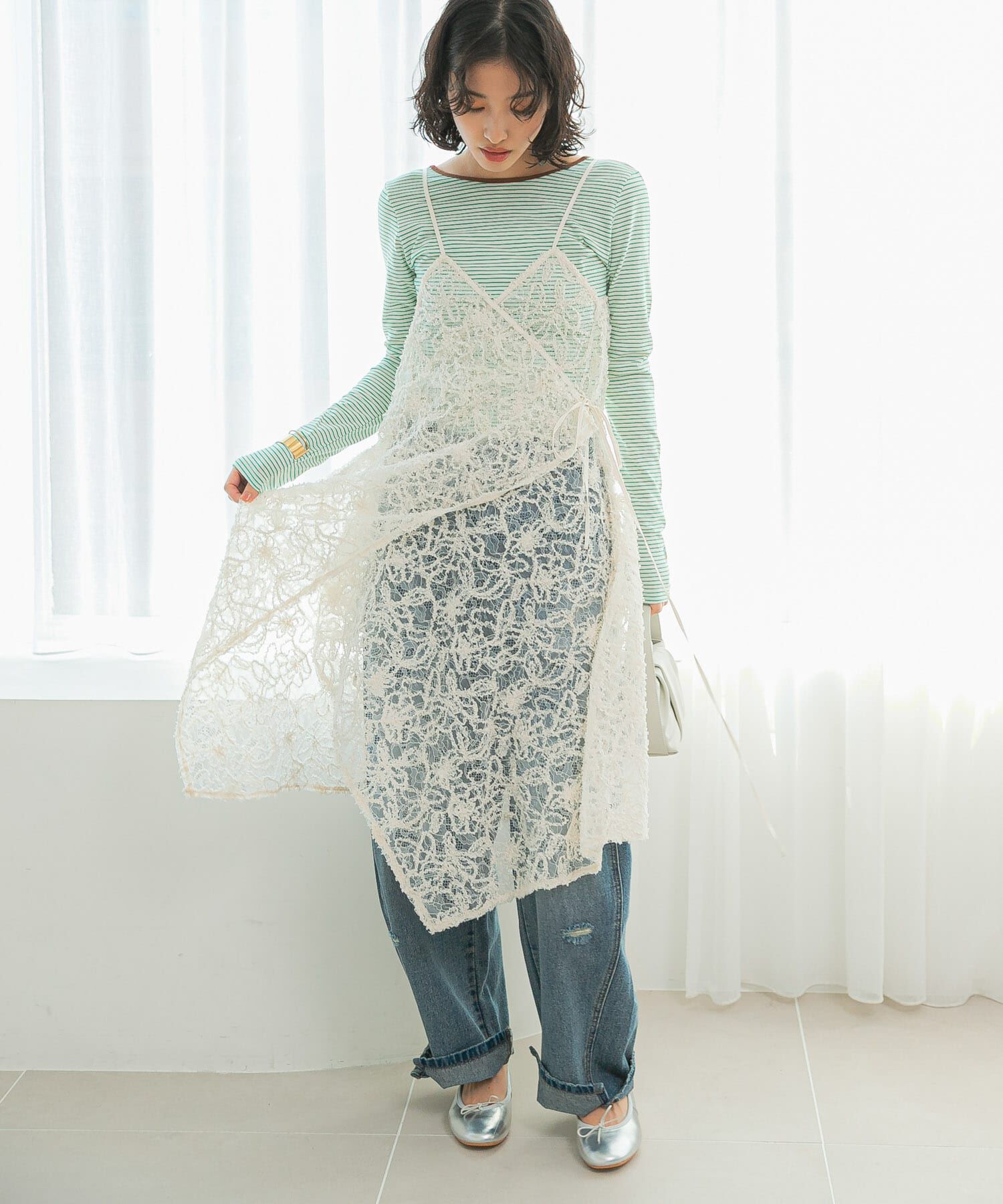 URBAN RESEARCH ROSSO「レースデザインキャミワンピース」|ワンピース|