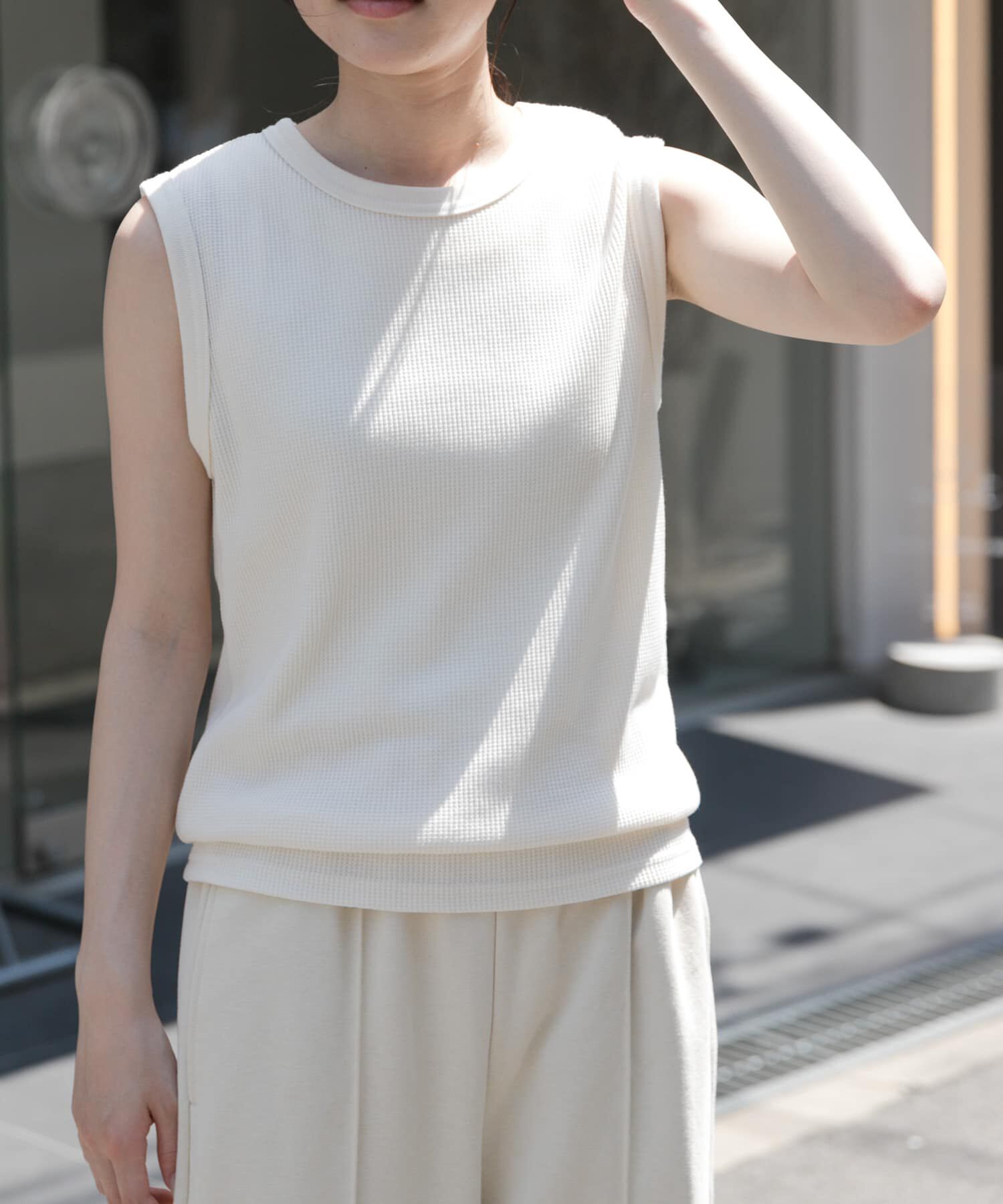 URBAN RESEARCH DOORS「FORK&SPOON　ミニワッフルノースリーブTシャツ」|Tシャツ・カットソー|