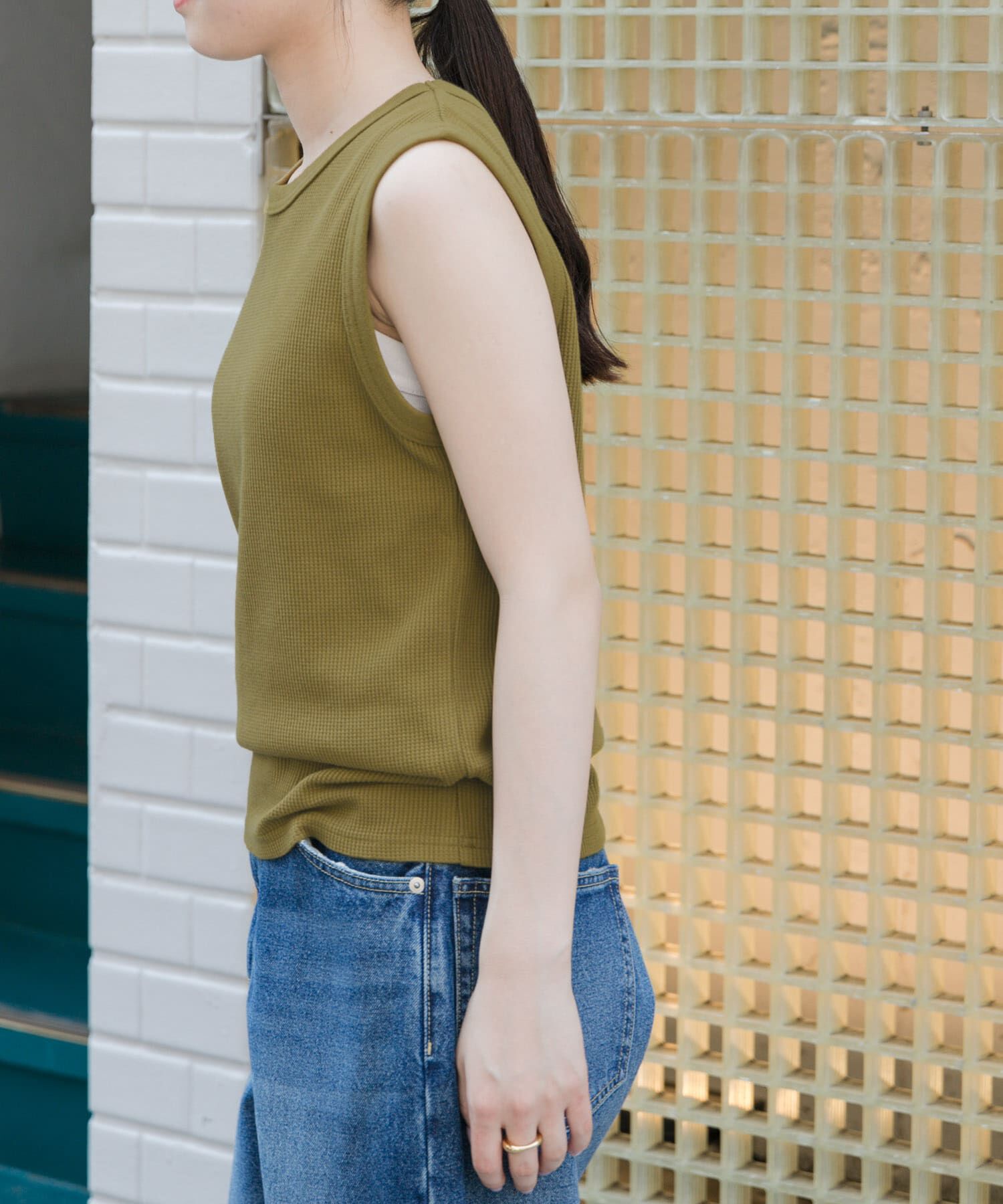 URBAN RESEARCH DOORS「FORK&SPOON　ミニワッフルノースリーブTシャツ」|Tシャツ・カットソー|