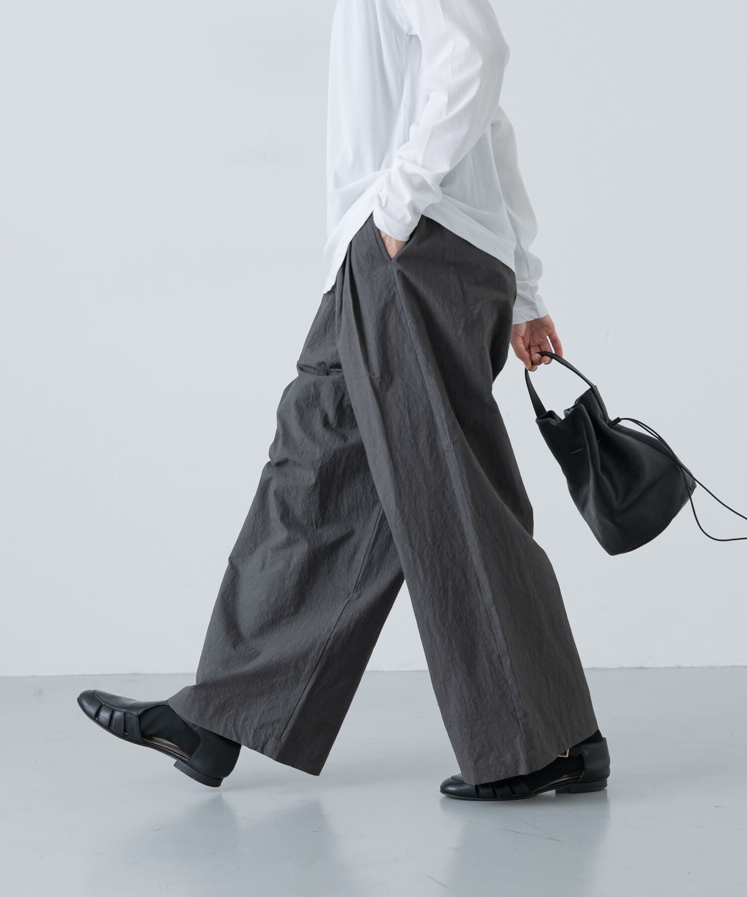 かぐれ「コットン2タックパンツ」|その他|チャコールグレー