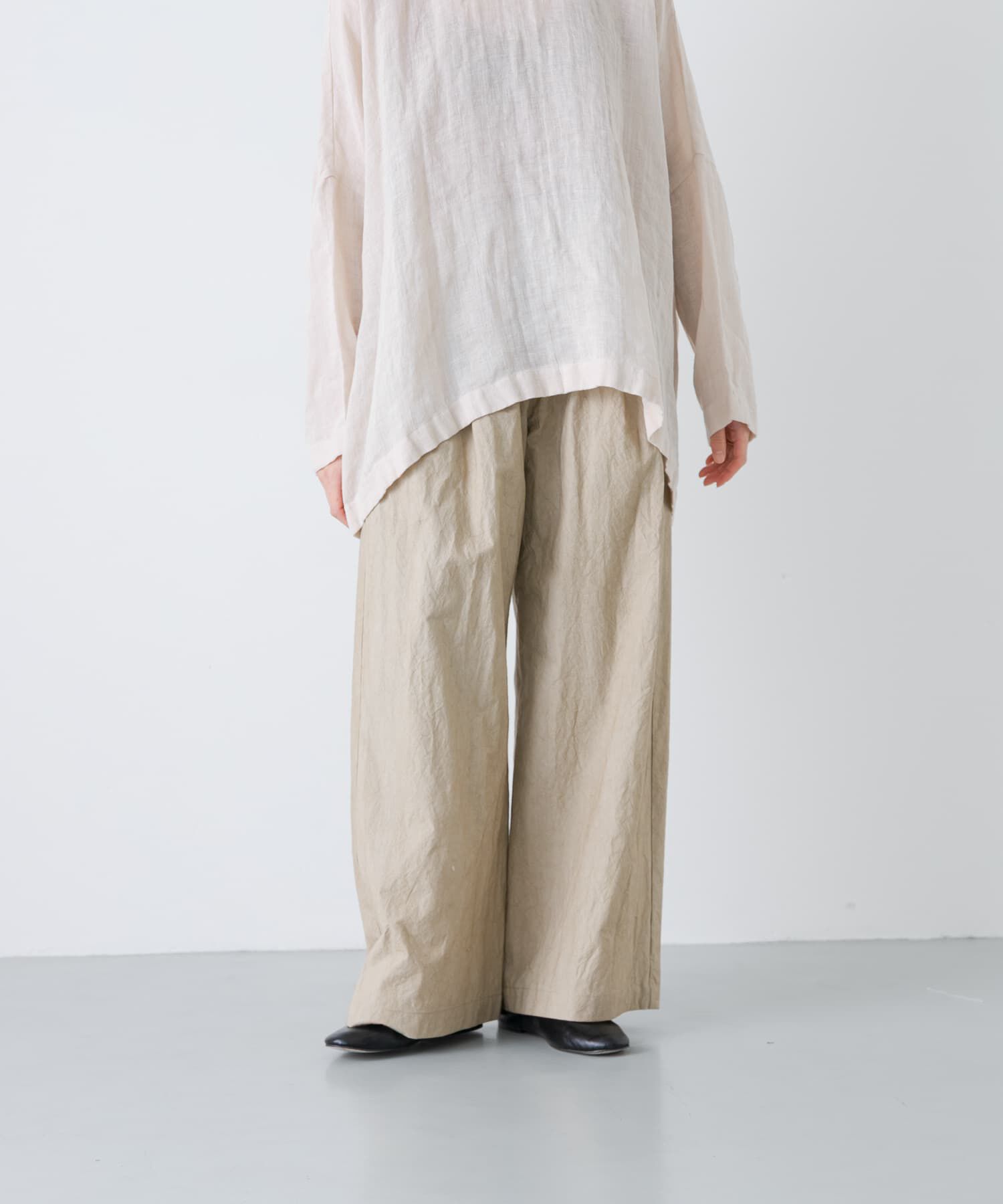 かぐれ「コットン2タックパンツ」|その他|ベージュ