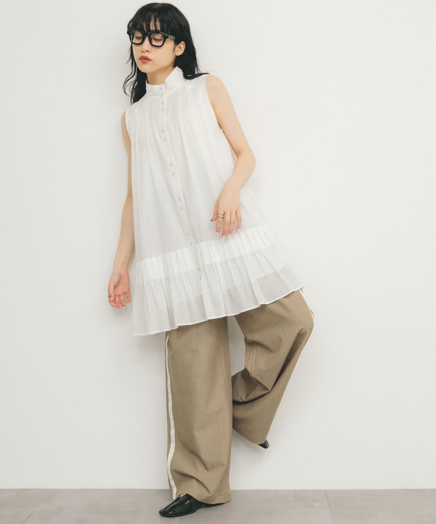  「スリーブレスタックプリーツワンピース」|ワンピース|