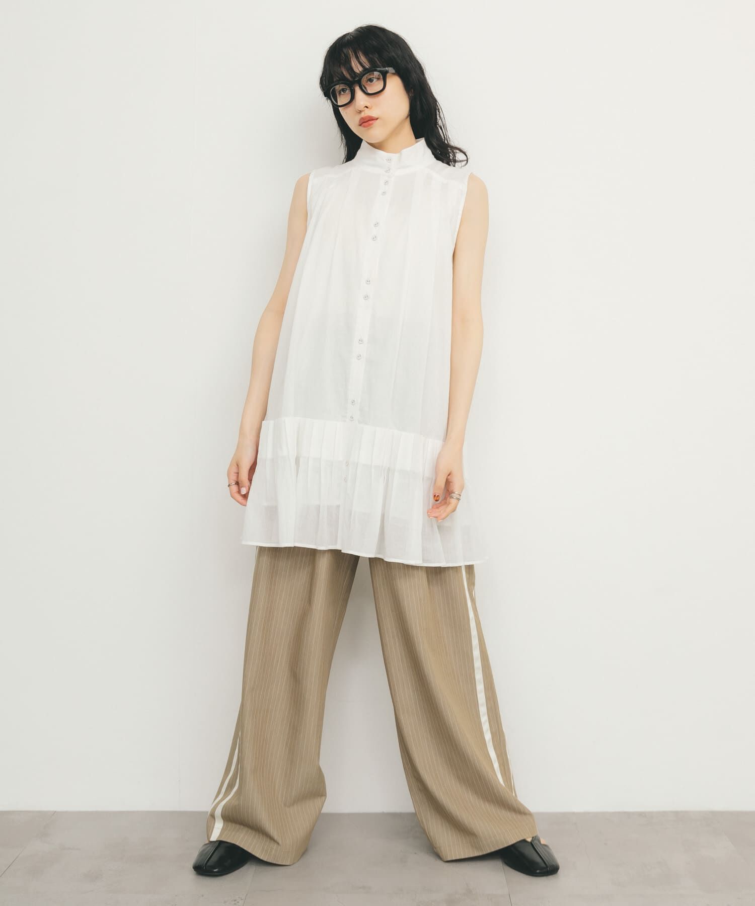  「スリーブレスタックプリーツワンピース」|ワンピース|