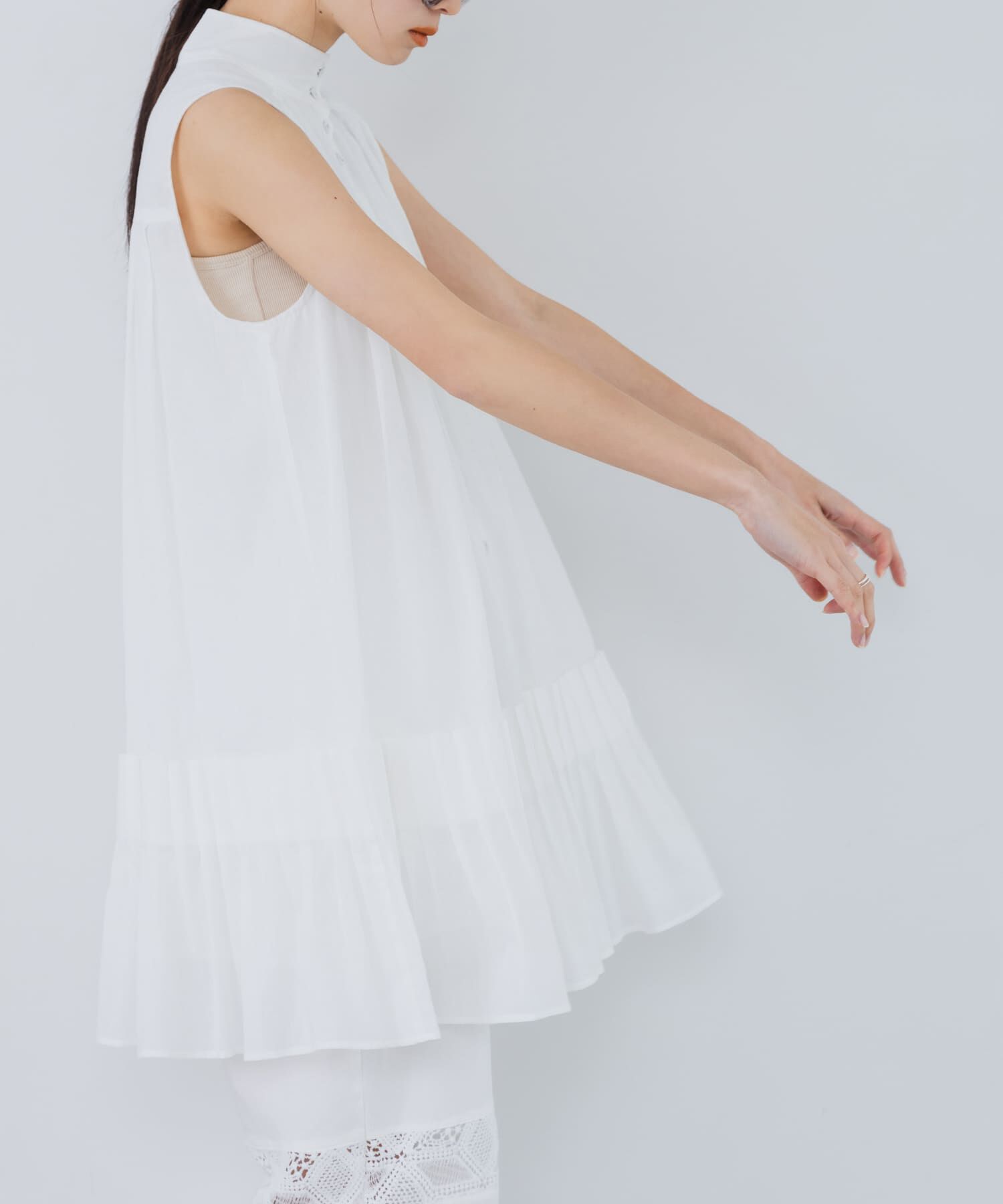  「スリーブレスタックプリーツワンピース」|ワンピース|