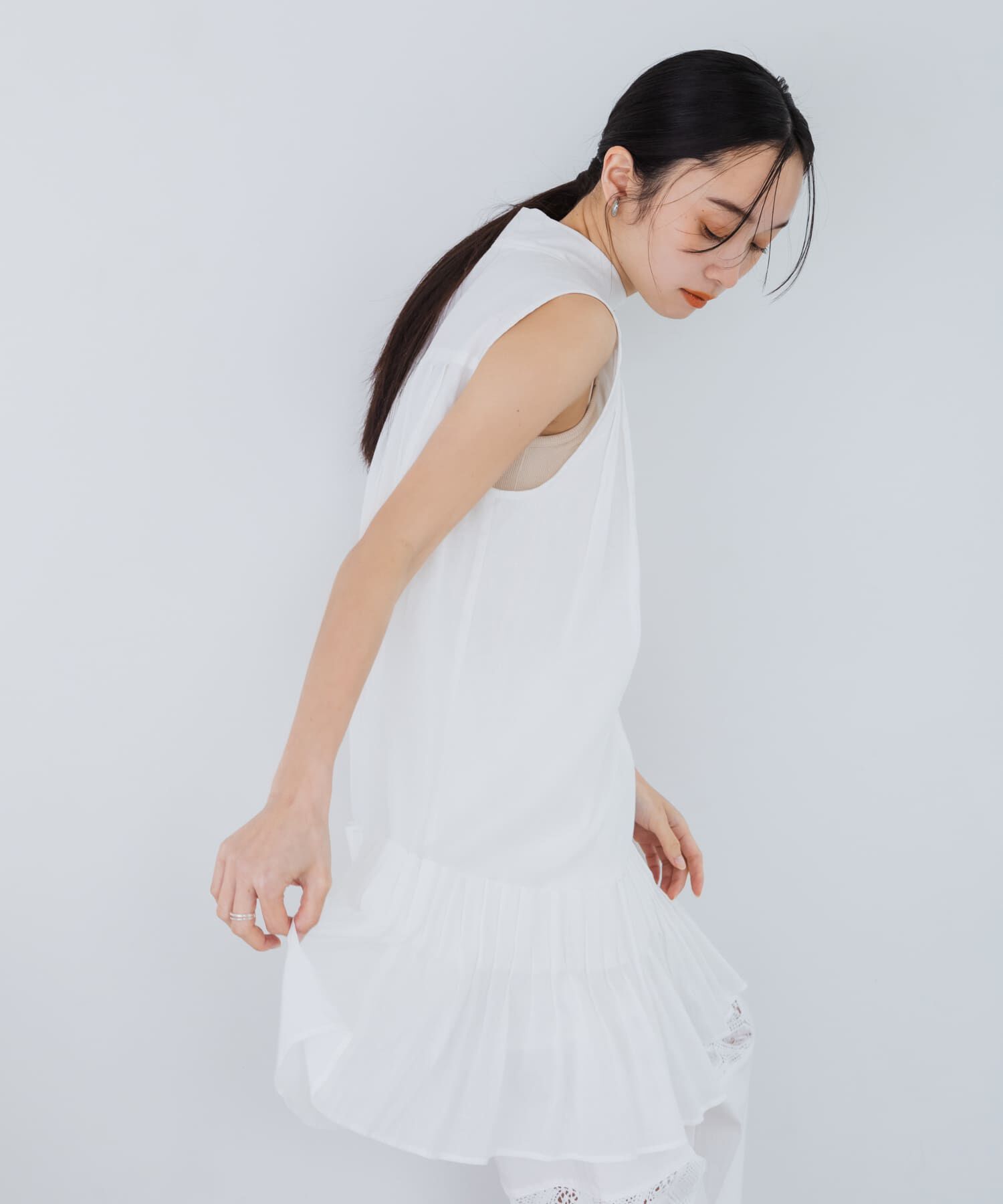  「スリーブレスタックプリーツワンピース」|ワンピース|