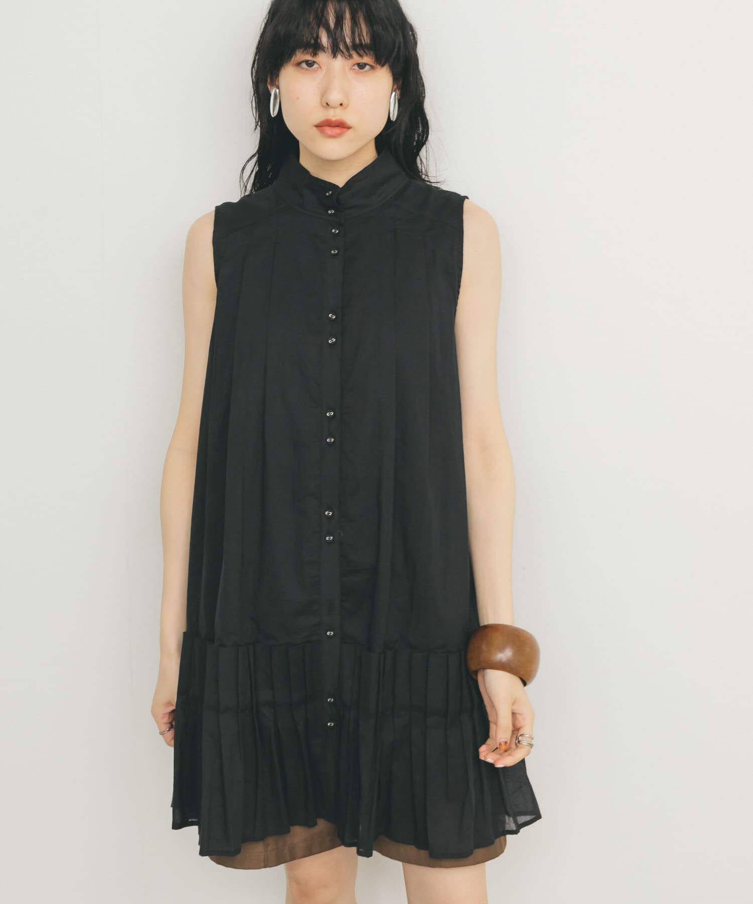  「スリーブレスタックプリーツワンピース」|ワンピース|