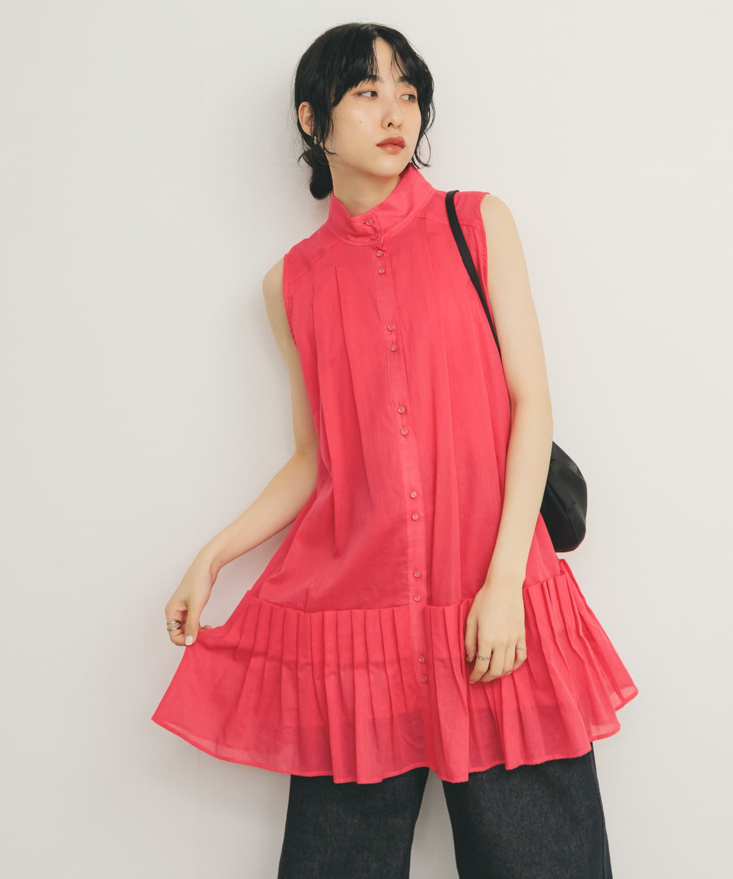  「スリーブレスタックプリーツワンピース」|ワンピース|