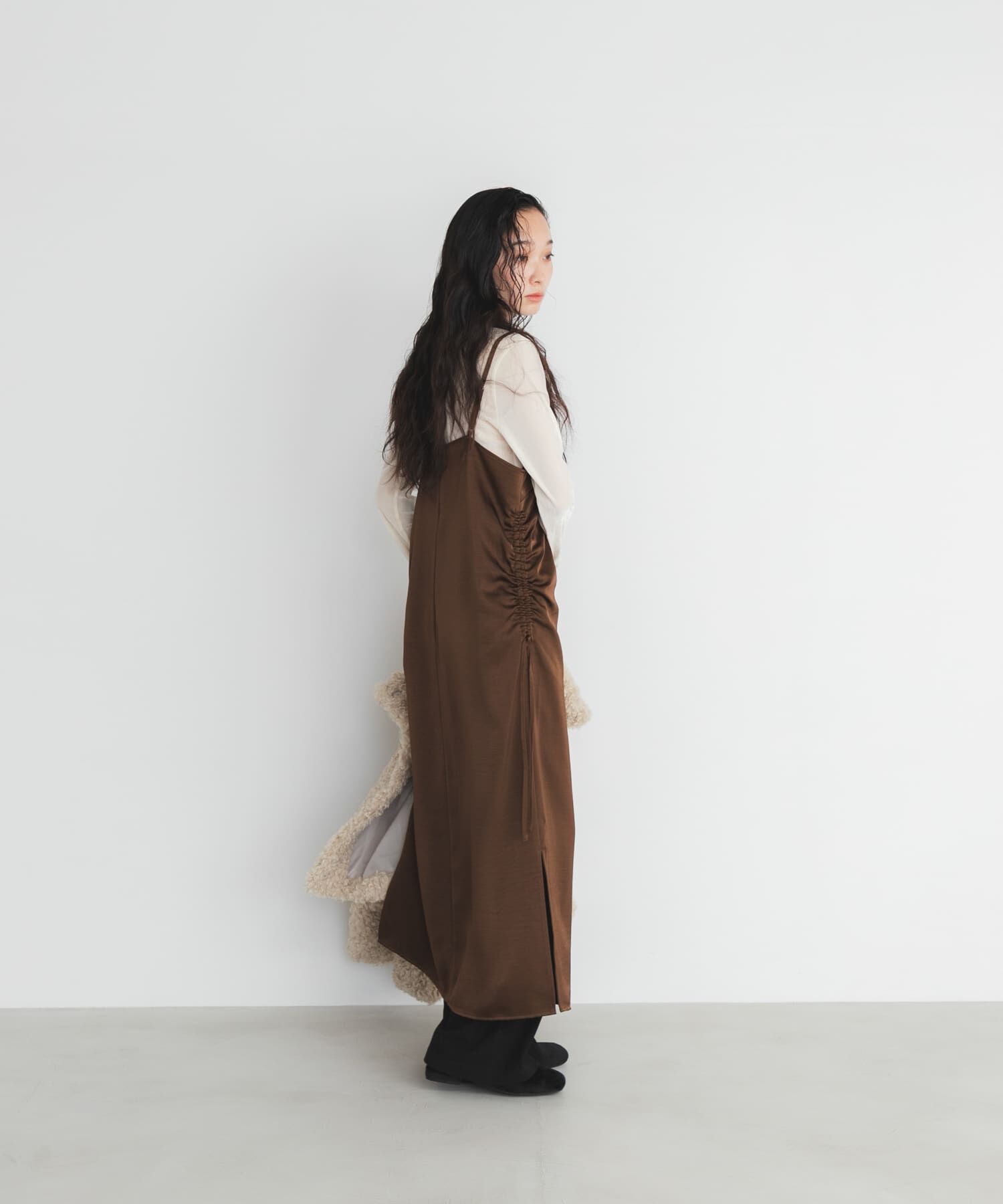  「ドロストサテンキャミワンピース」|ワンピース|