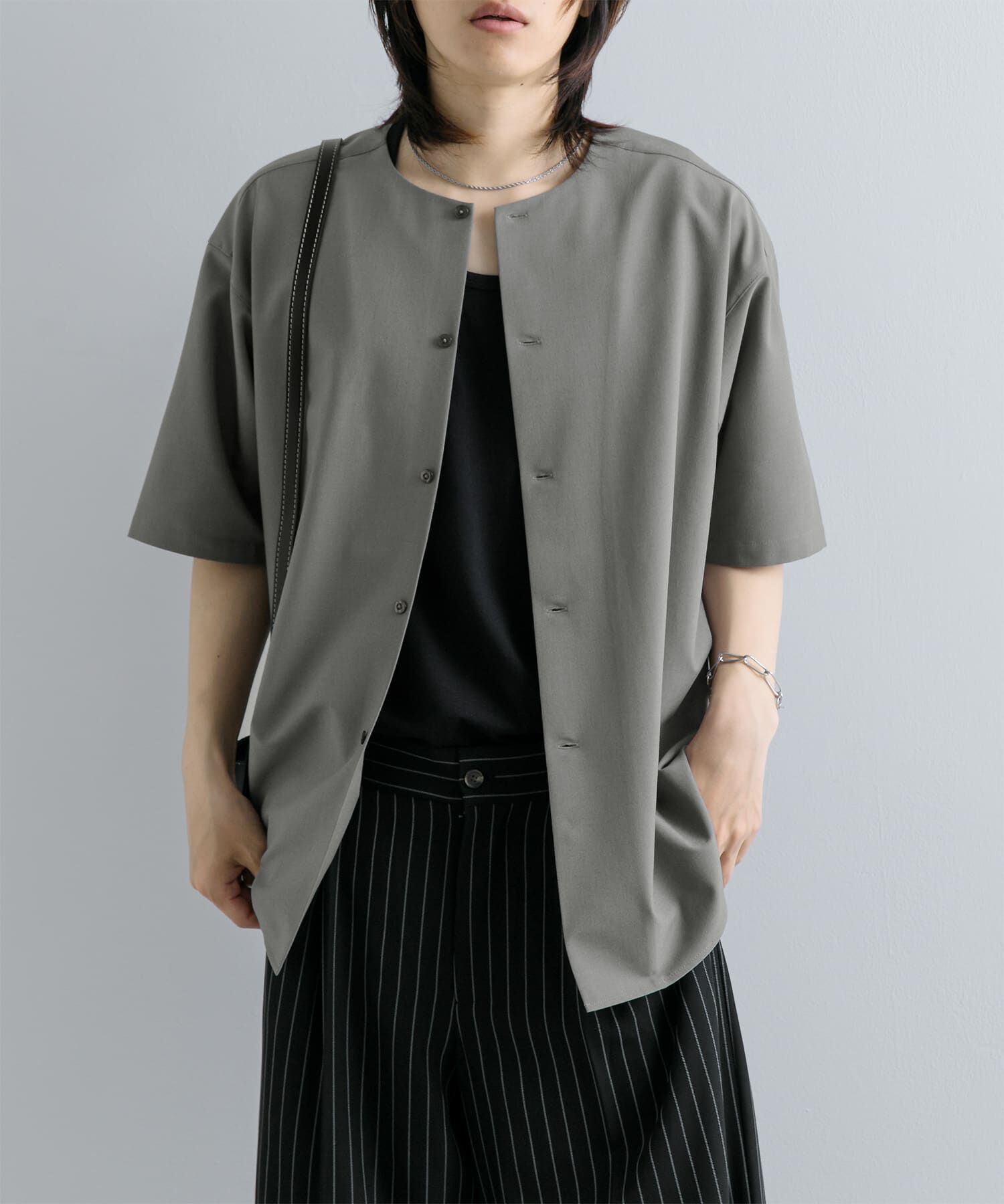 SENSE OF PLACE by URBAN RESEARCH「ノーカラーシャツ(5分袖)」|シャツ・ブラウス|