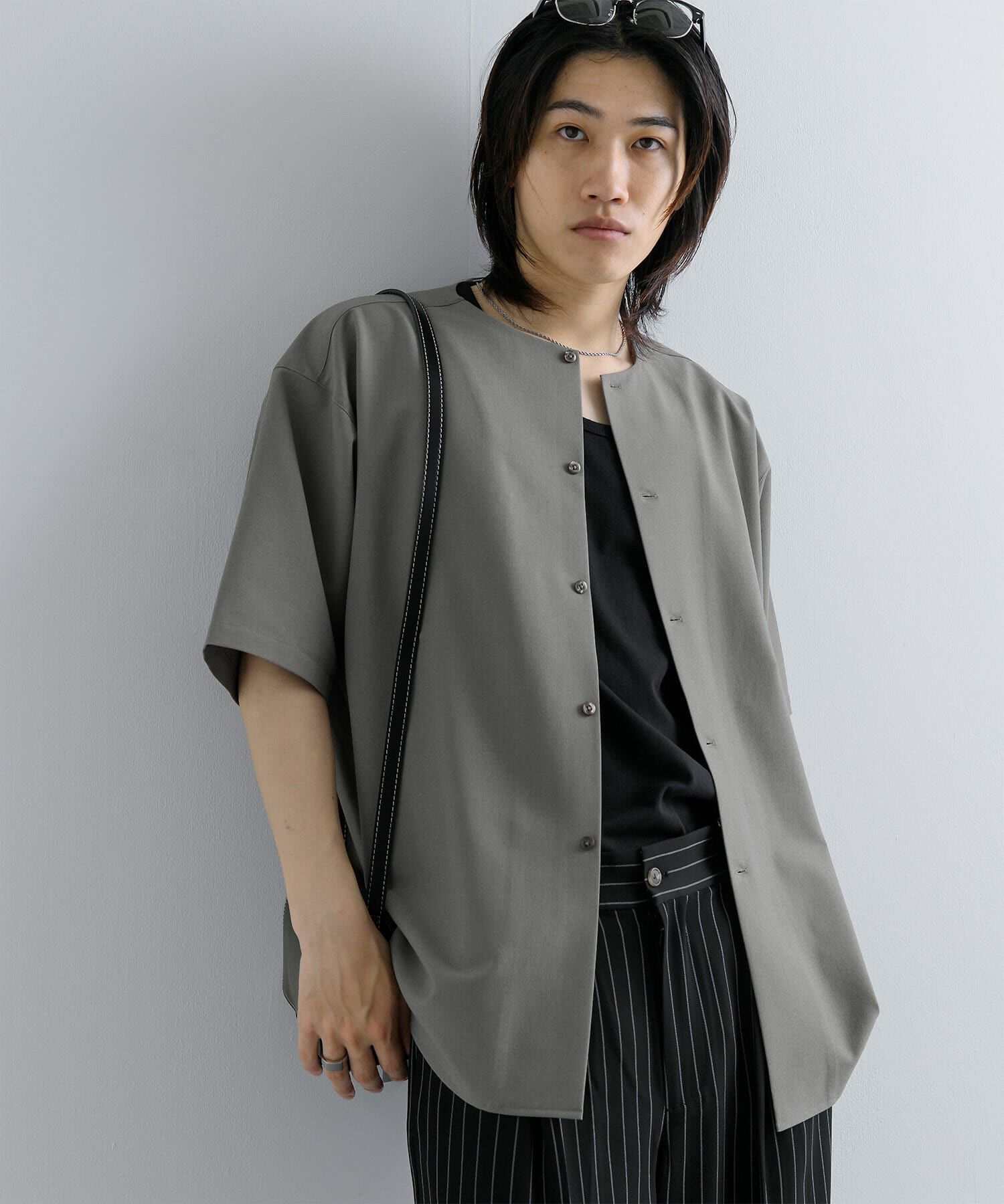 SENSE OF PLACE by URBAN RESEARCH「ノーカラーシャツ(5分袖)」|シャツ・ブラウス|