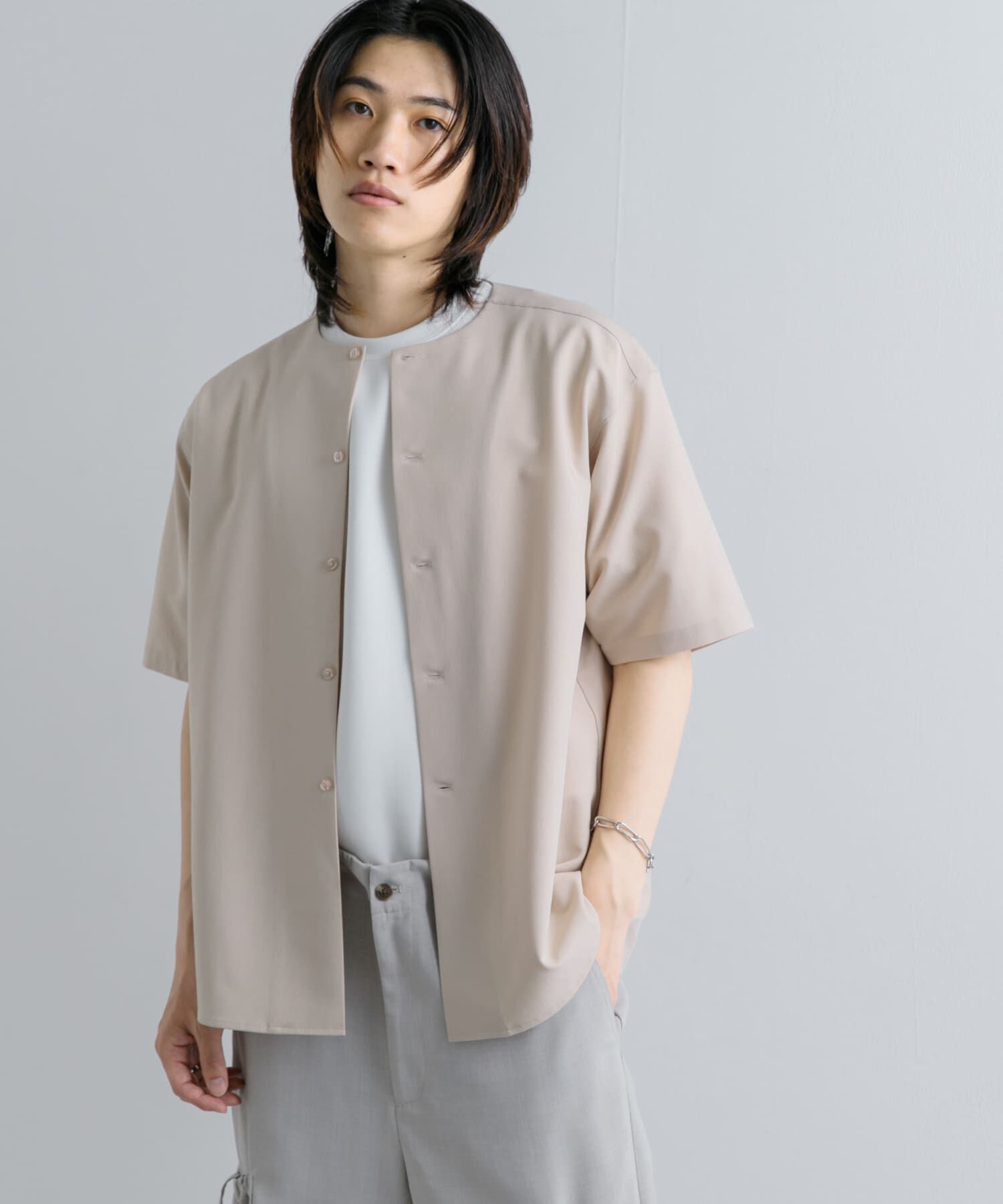 SENSE OF PLACE by URBAN RESEARCH「ノーカラーシャツ(5分袖)」|シャツ・ブラウス|