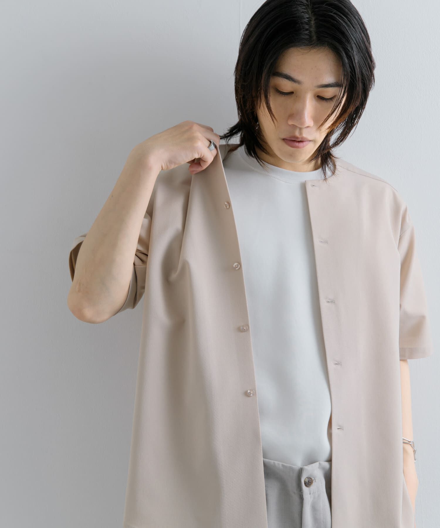 SENSE OF PLACE by URBAN RESEARCH「ノーカラーシャツ(5分袖)」|シャツ・ブラウス|