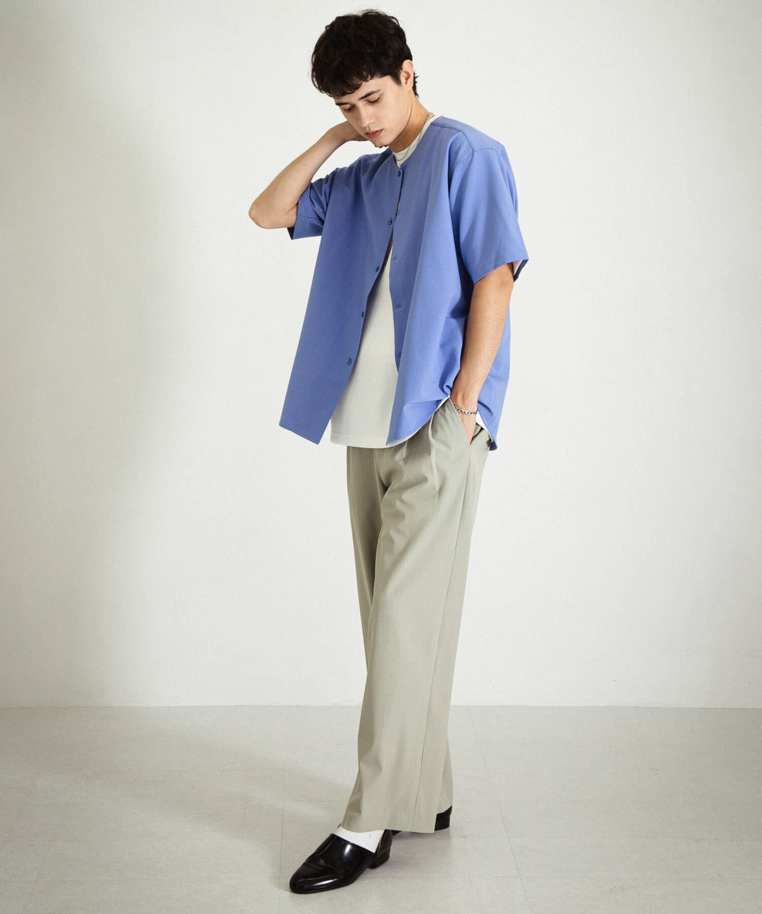 SENSE OF PLACE by URBAN RESEARCH「ノーカラーシャツ(5分袖)」|シャツ・ブラウス|