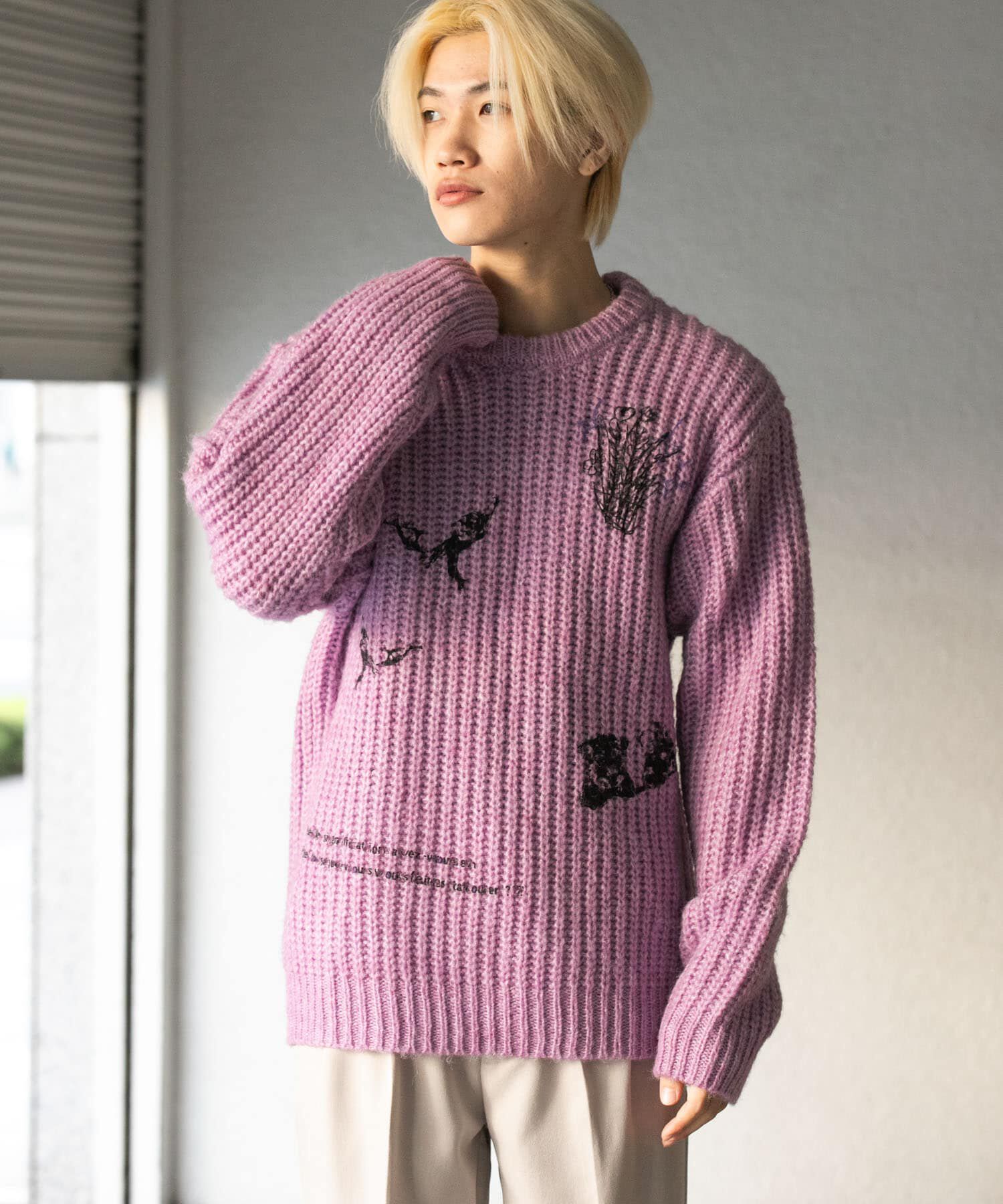 SENSE OF PLACE by URBAN RESEARCH「グラフィックプリントルーズクルーネックニット」|ニット・セーター|