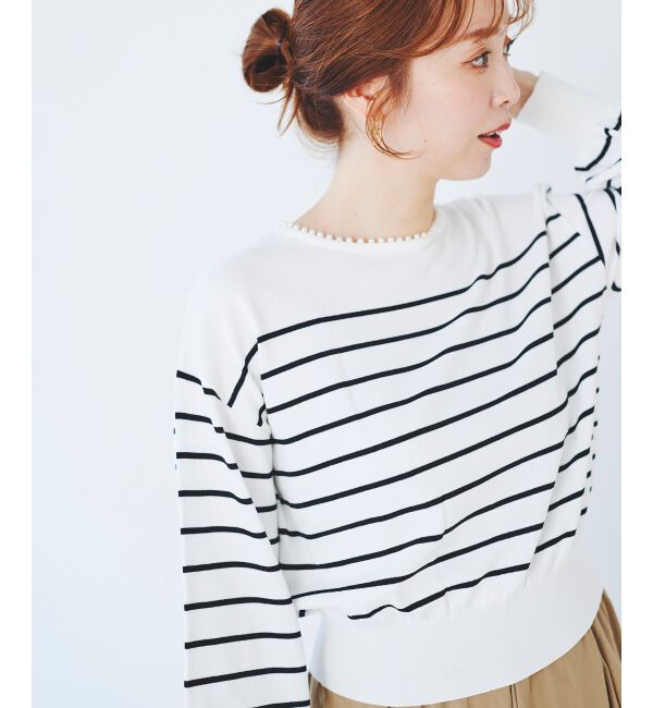 le.coeur blanc「パールネックボリュームスリーブニット」|ニット・セーター|