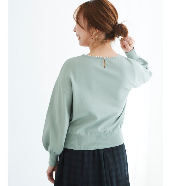 le.coeur blanc「パールネックボリュームスリーブニット」|ニット・セーター|