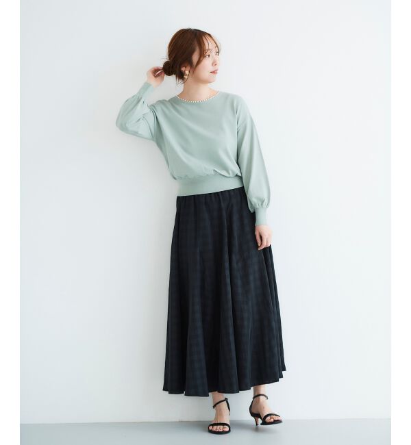 le.coeur blanc「パールネックボリュームスリーブニット」|ニット・セーター|