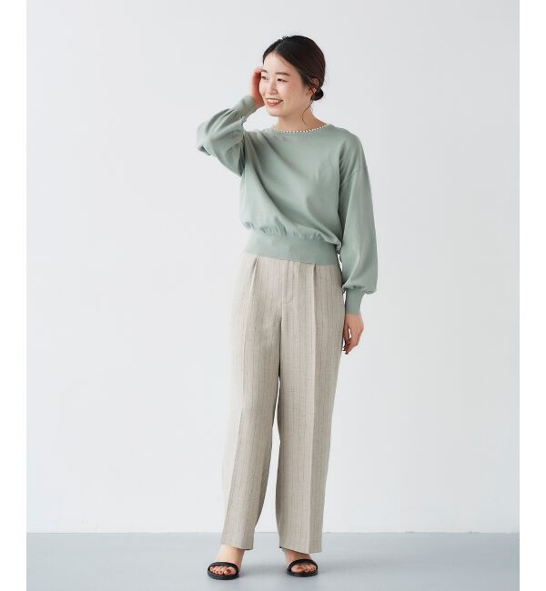 le.coeur blanc「パールネックボリュームスリーブニット」|ニット・セーター|