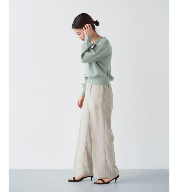 le.coeur blanc「パールネックボリュームスリーブニット」|ニット・セーター|