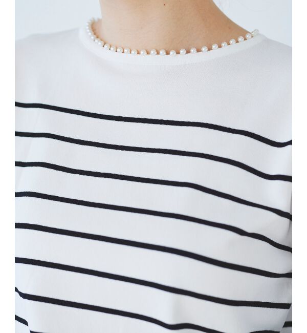 le.coeur blanc「パールネックボリュームスリーブニット」|ニット・セーター|