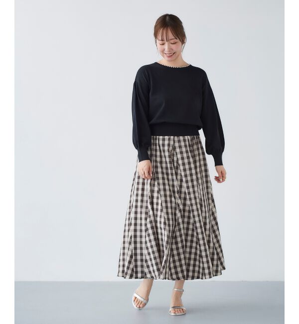 le.coeur blanc「パールネックボリュームスリーブニット」|ニット・セーター|