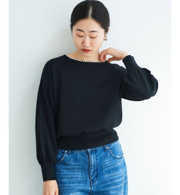 le.coeur blanc「パールネックボリュームスリーブニット」|ニット・セーター|