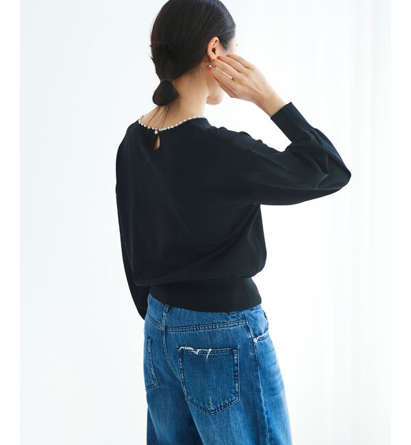 le.coeur blanc「パールネックボリュームスリーブニット」|ニット・セーター|