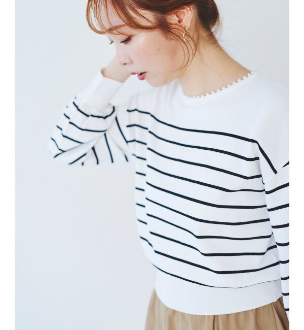 le.coeur blanc「パールネックボリュームスリーブニット」|ニット・セーター|