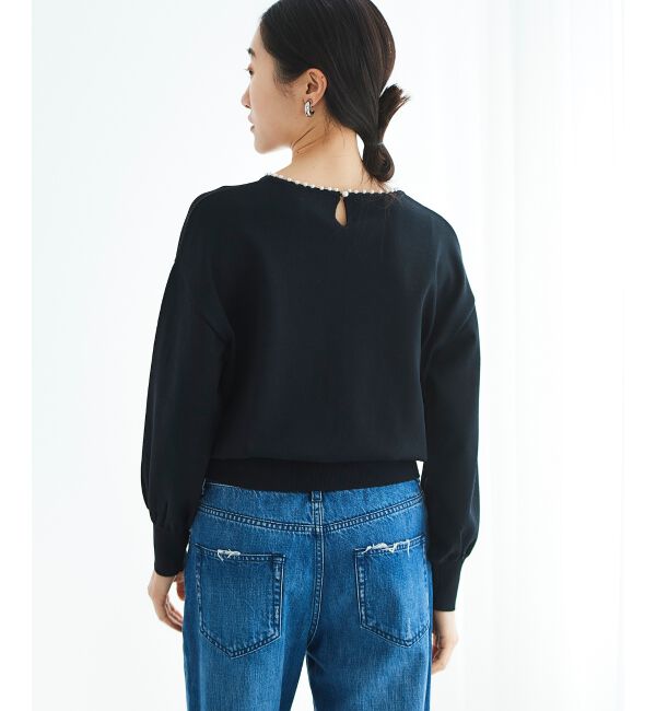 le.coeur blanc「パールネックボリュームスリーブニット」|ニット・セーター|