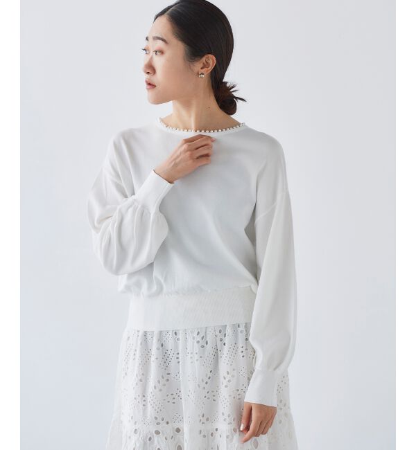 le.coeur blanc「パールネックボリュームスリーブニット」|ニット・セーター|