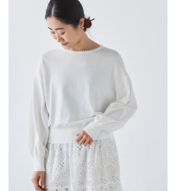 le.coeur blanc「パールネックボリュームスリーブニット」|ニット・セーター|