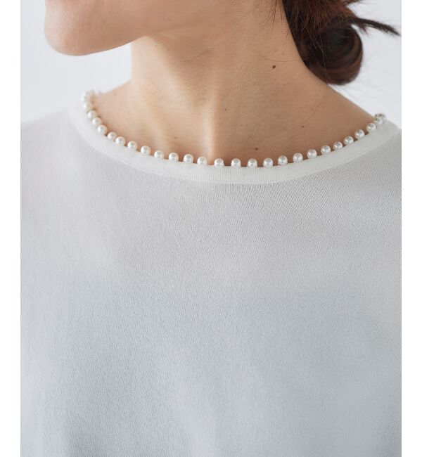 le.coeur blanc「パールネックボリュームスリーブニット」|ニット・セーター|