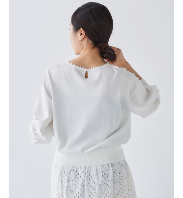 le.coeur blanc「パールネックボリュームスリーブニット」|ニット・セーター|